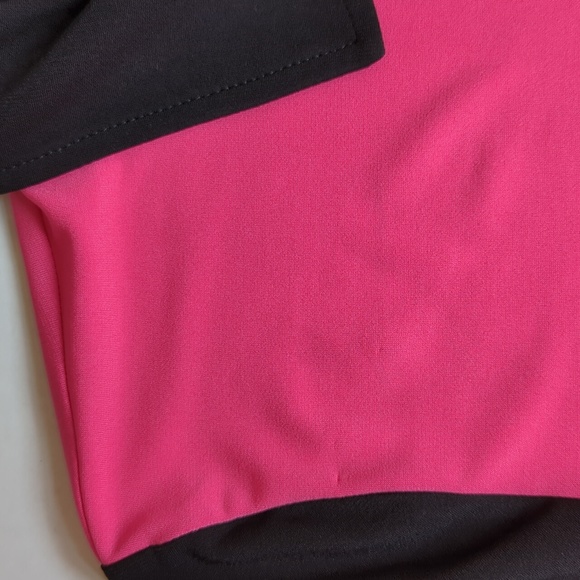 Jones NY Signature Tab Sleeve Button Down Blouse M Black Hot Pink - Picture 13 of 16
